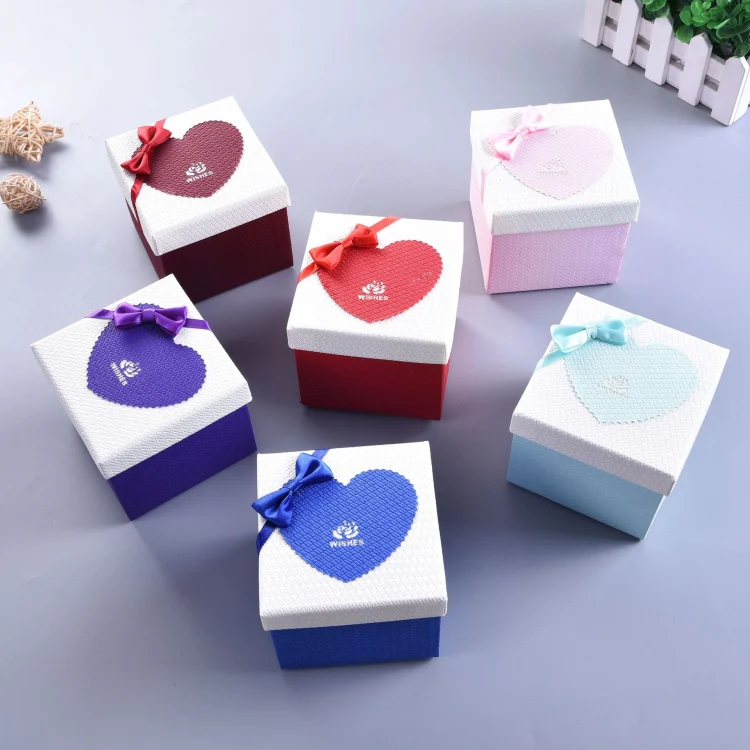 Paper Valentine Day Gift Box With Bow, Specification: 10x10x10cm(Green) - Image 2