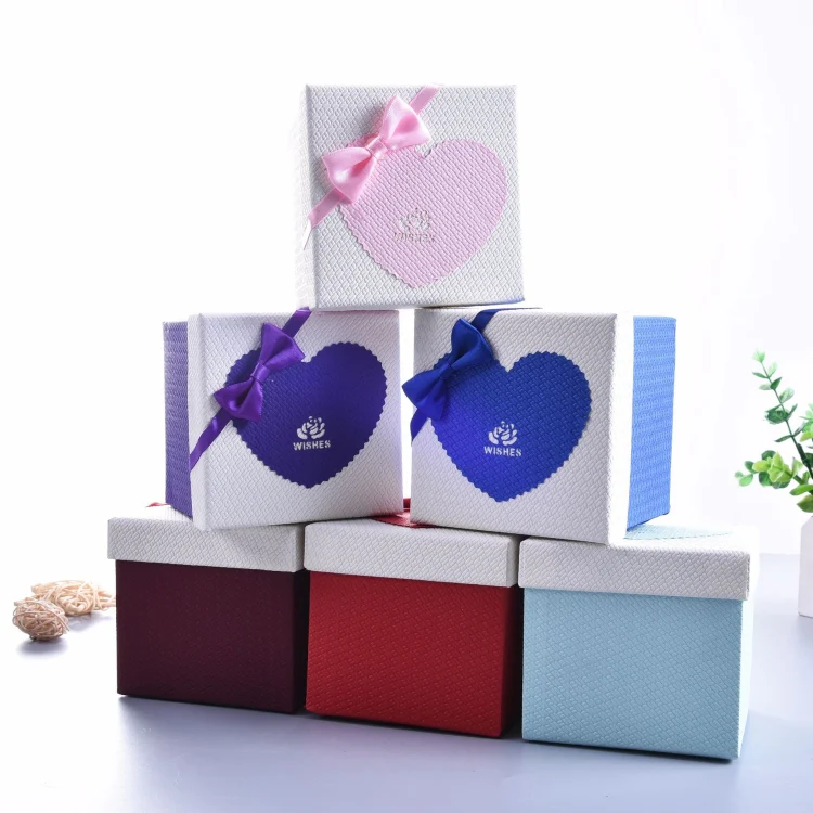 Paper Valentine Day Gift Box With Bow, Specification: 10x10x10cm(Pink) - Image 4