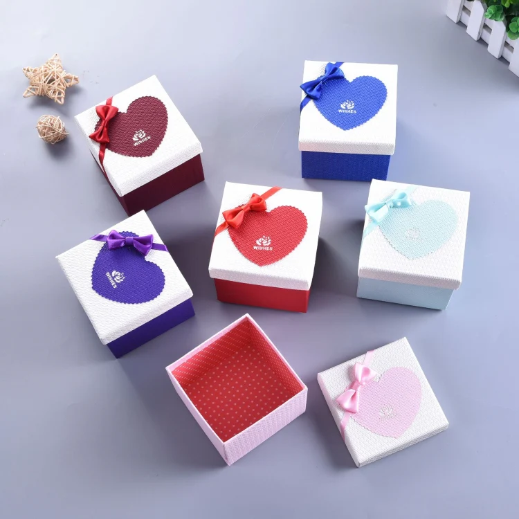Paper Valentine Day Gift Box With Bow, Specification: 10x10x10cm(Wine Red) - Image 3
