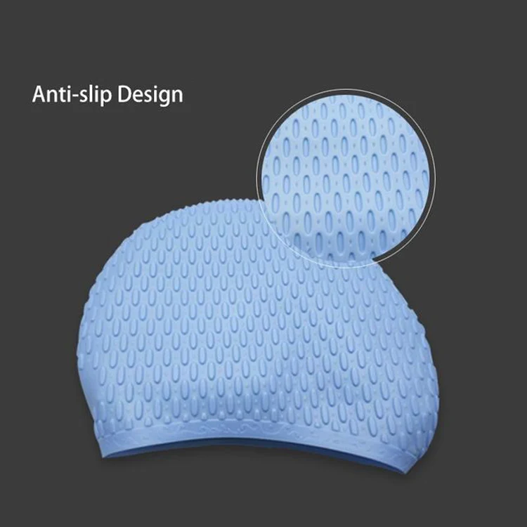 Particles Thickening High Elasticity Non-slip Silicone Swimming Cap(Purple) - Image 3