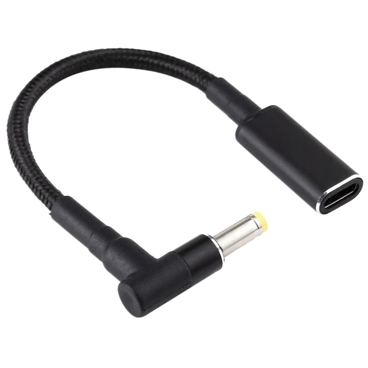 PD 100W 18.5-20V 4.8 x 1.7mm Elbow to USB-C / Type-C Adapter Nylon Braid Cable - Image 3