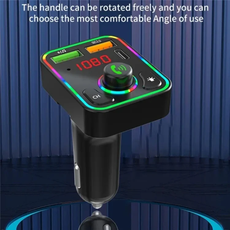 PDF3 7-Color Lights Hands-Free Bluetooth Calling MP3 Wireless Player PD/QC3.0 Fast Car Charger - Image 5