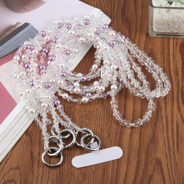 Perfume Bottle Beaded Phone Charm Crossbody Phone Lanyard with Tether Pad(Pink) - Image 3
