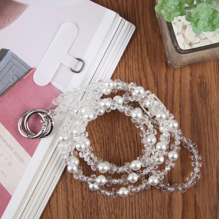 Perfume Bottle Beaded Phone Charm Crossbody Phone Lanyard with Tether Pad(White) - Image 2