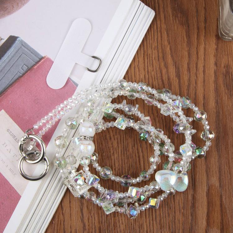 Perfume Bottle Heart Beaded Phone Charm Crossbody Phone Lanyard with Tether Pad(Green White) - Image 2