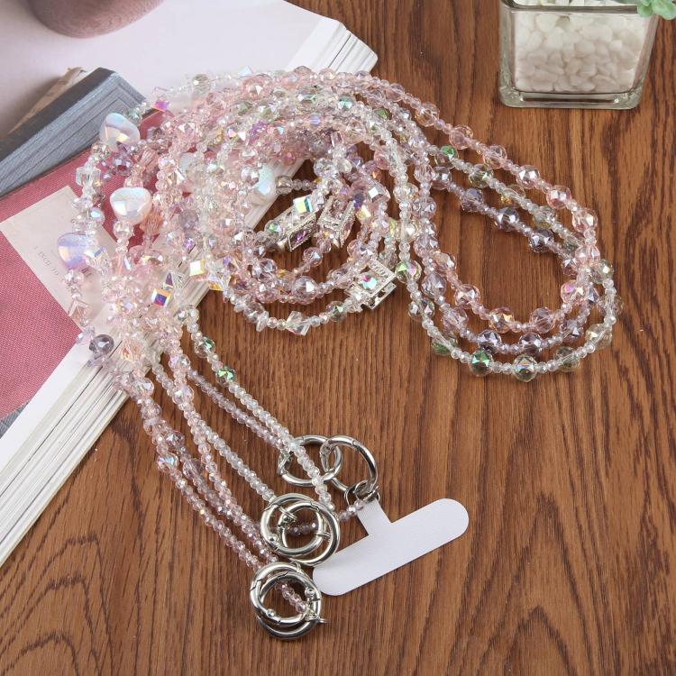 Perfume Bottle Heart Beaded Phone Charm Crossbody Phone Lanyard with Tether Pad(Pink) - Image 3