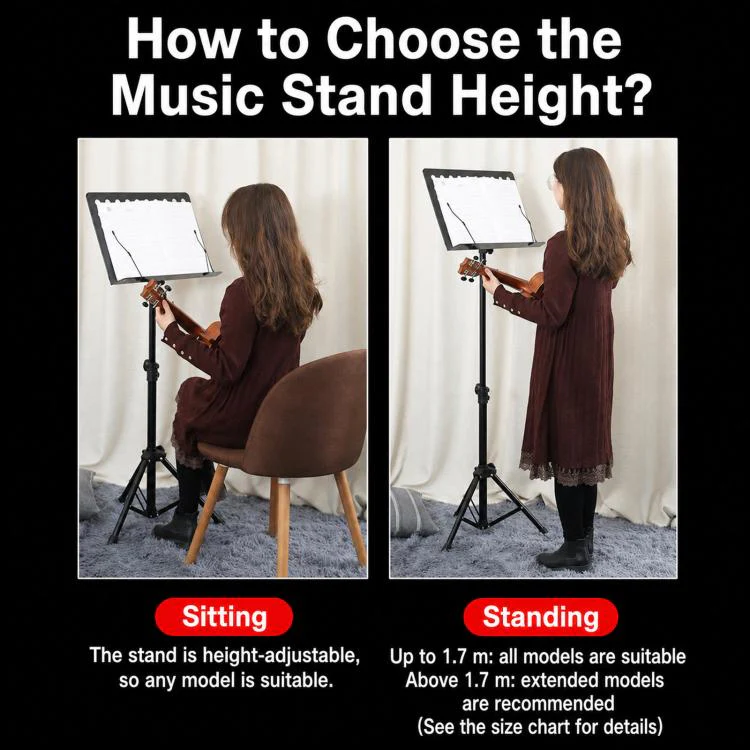 PERSEUS Portable Folding Music Stand Guitar & Violin Music Stand, Spec: 1.75m Bolded Black - Image 8