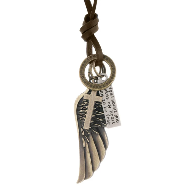 Personalized Angel Wings Pendant Adjustable Simple Long Necklace(Bronze)