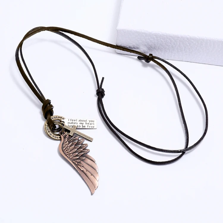 Personalized Angel Wings Pendant Adjustable Simple Long Necklace(Bronze) - Image 5