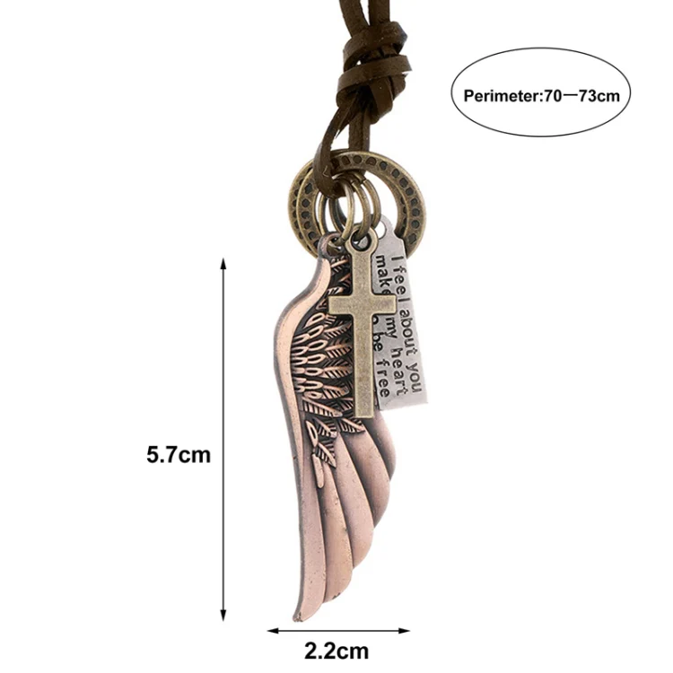 Personalized Angel Wings Pendant Adjustable Simple Long Necklace(Silver) - Image 3