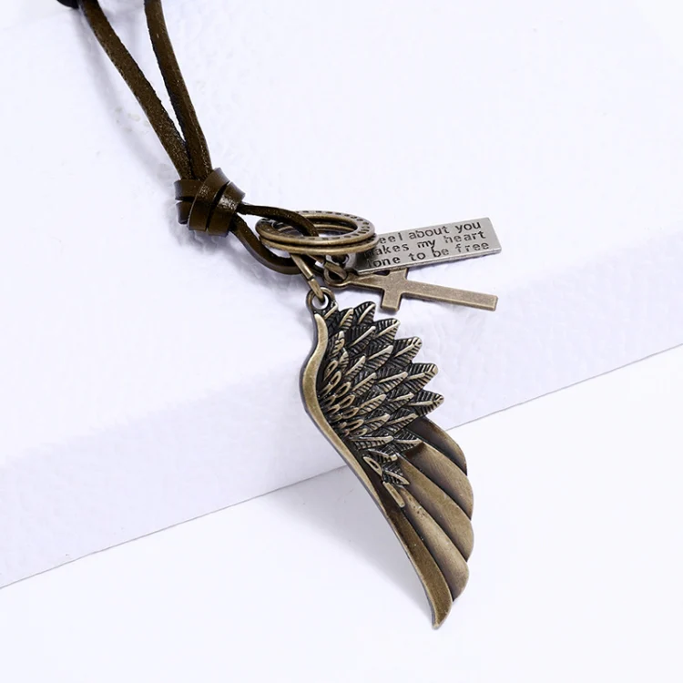 Personalized Angel Wings Pendant Adjustable Simple Long Necklace(Silver) - Image 4