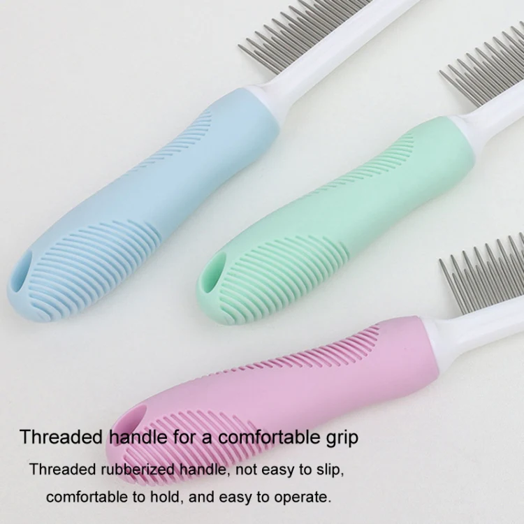 Pet Cats Grooming Needle Comb Dogs De-Floating Hair Cleaning Comb, Style: Long And Short Teeth (Green) - Image 5
