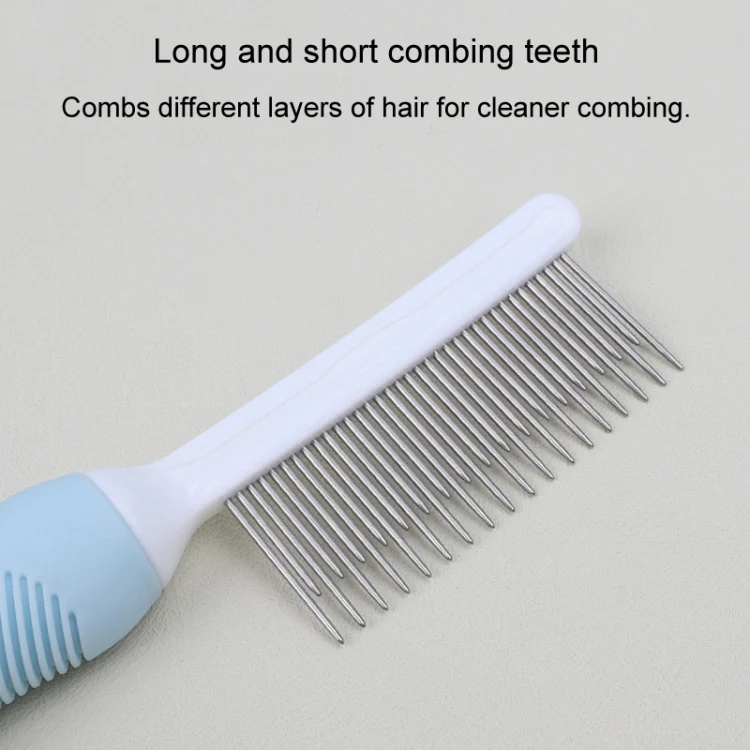 Pet Cats Grooming Needle Comb Dogs De-Floating Hair Cleaning Comb, Style: Two-side Teeth (Blue) - Image 4