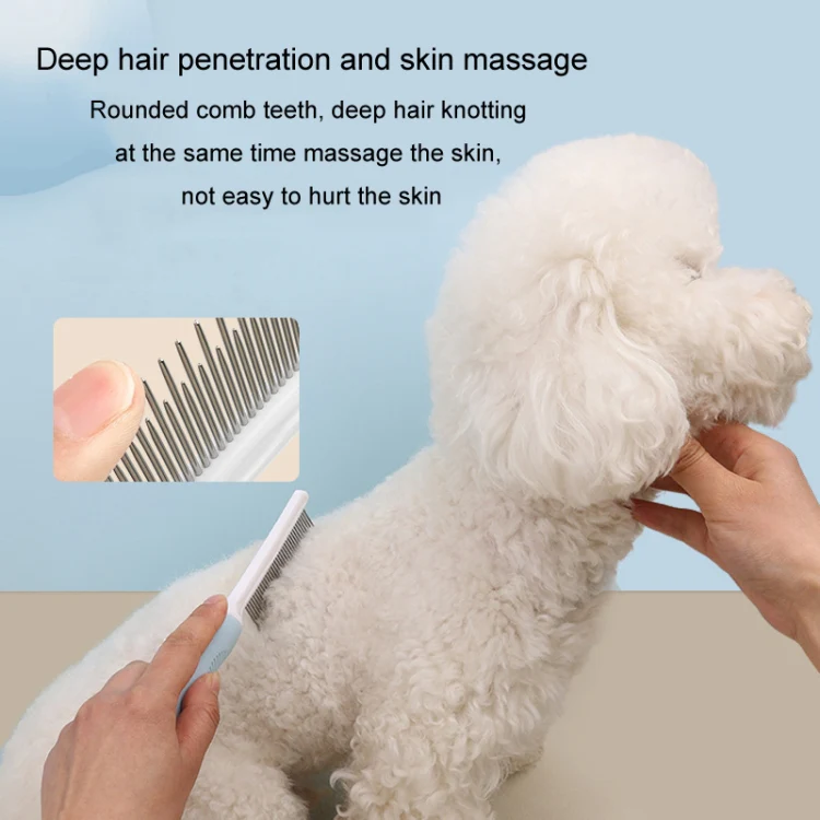 Pet Cats Grooming Needle Comb Dogs De-Floating Hair Cleaning Comb, Style: Two-side Teeth (Blue) - Image 6