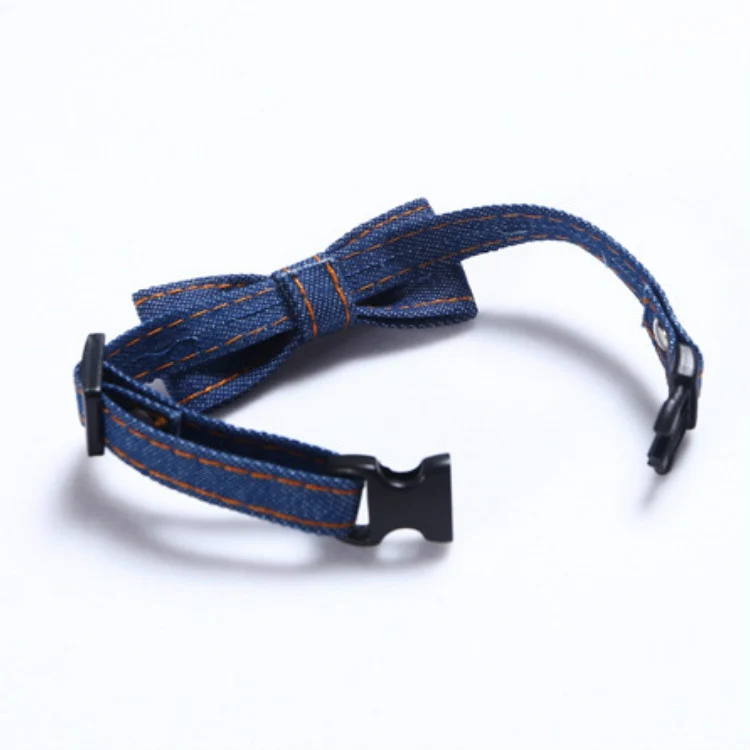 Pet Cowboy Bow Tie Collar Cats Dogs Adjustable Tie Collars Pet Accessories Supplies, Size:S 16-32cm, Style:Big Bowknot(Dark Blue) - Image 5