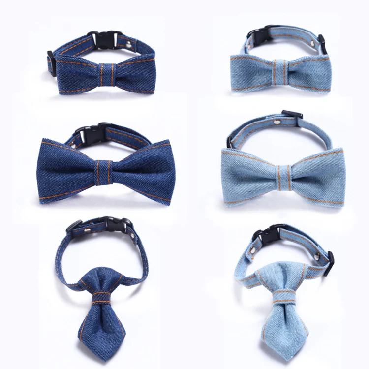 Pet Cowboy Bow Tie Collar Cats Dogs Adjustable Tie Collars Pet Accessories Supplies, Size:S 16-32cm, Style:Big Bowknot(Light Blue) - Image 9