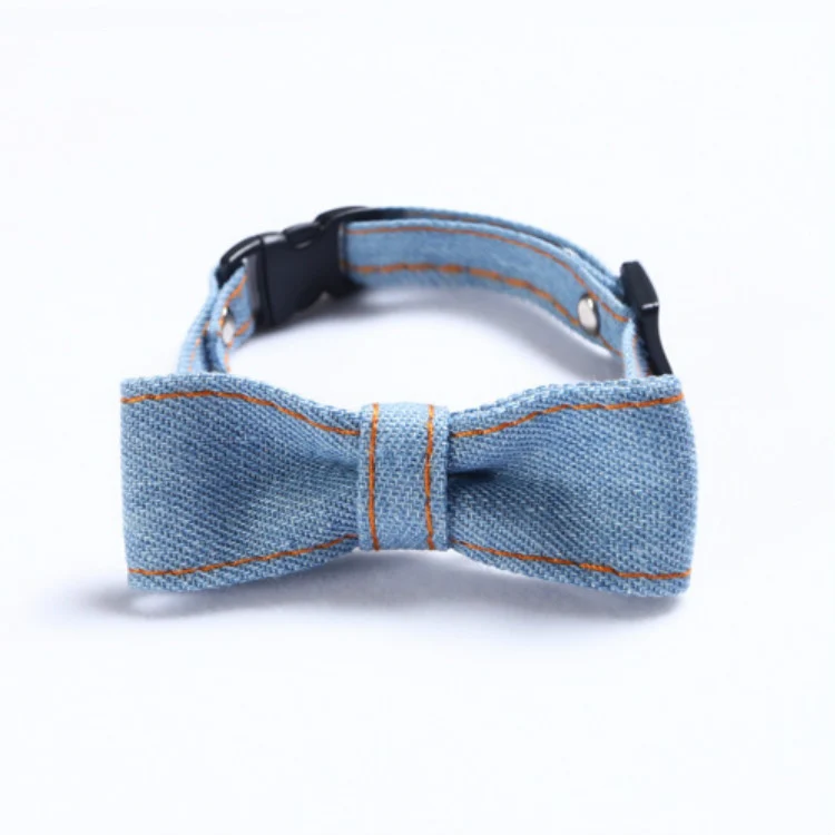 Pet Cowboy Bow Tie Collar Cats Dogs Adjustable Tie Collars Pet Accessories Supplies, Size:S 16-32cm, Style:Small Bowknot(Light Blue) - Image 2