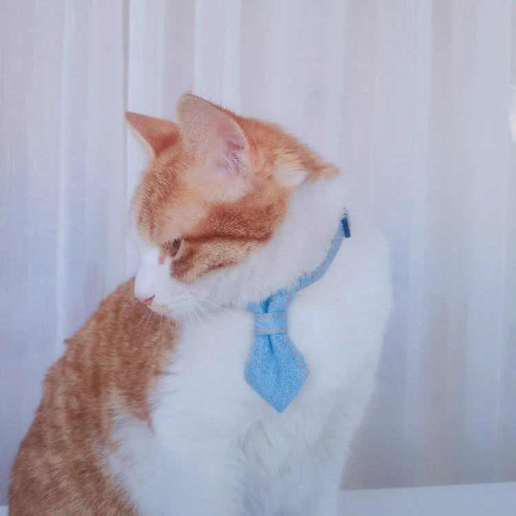 Pet Cowboy Bow Tie Collar Cats Dogs Adjustable Tie Collars Pet Accessories Supplies, Size:S 16-32cm, Style:Small Bowknot(Light Blue) - Image 7