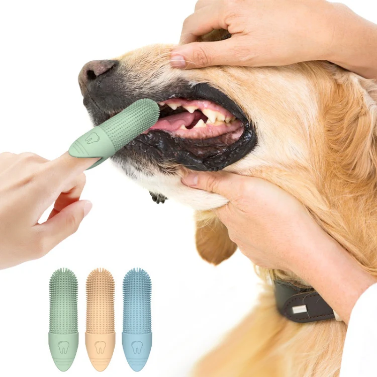 Pet Finger Toothbrush Cats Dogs Silicone Toothbrush Pet Oral Cleaning Care Tool(Blue) - Image 2