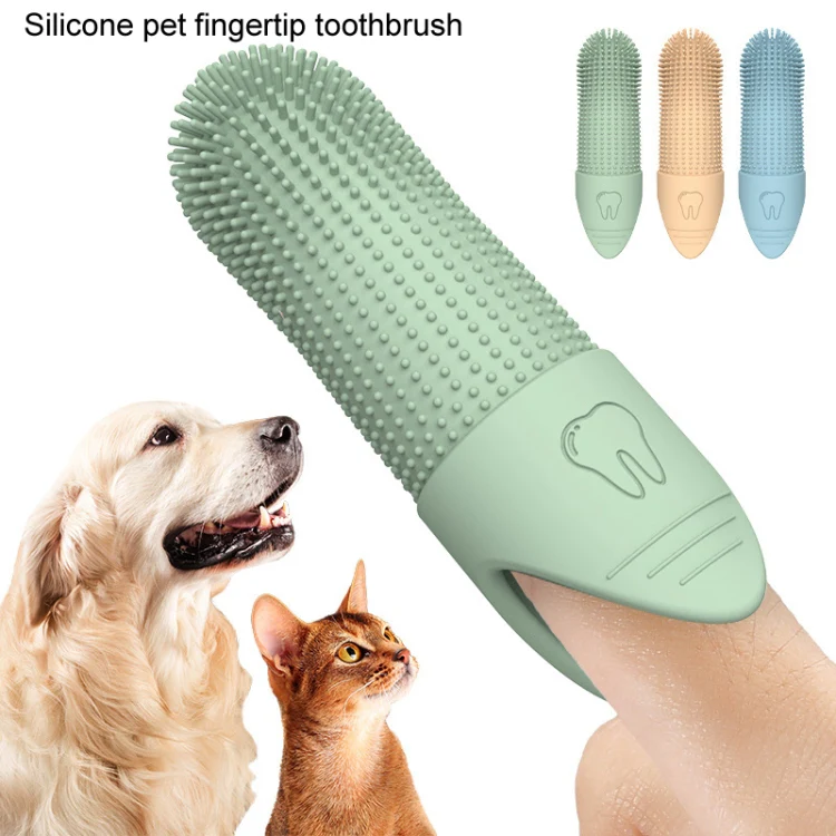 Pet Finger Toothbrush Cats Dogs Silicone Toothbrush Pet Oral Cleaning Care Tool(Blue) - Image 3
