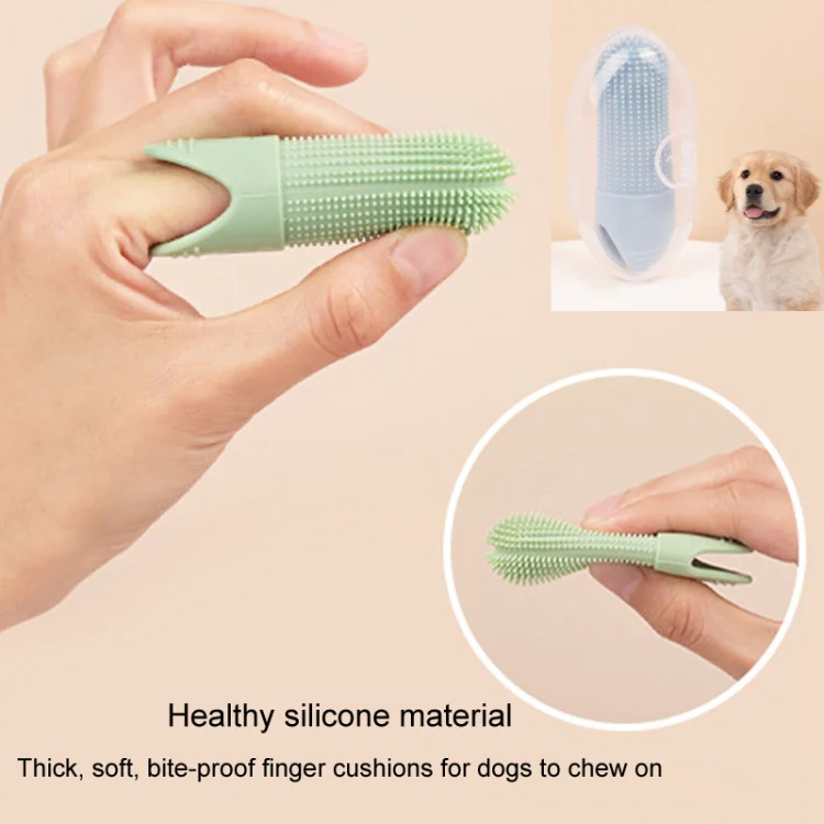 Pet Finger Toothbrush Cats Dogs Silicone Toothbrush Pet Oral Cleaning Care Tool(Blue) - Image 7