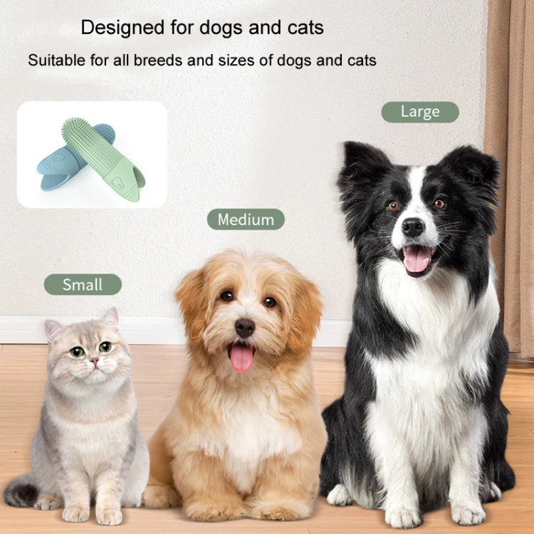 Pet Finger Toothbrush Cats Dogs Silicone Toothbrush Pet Oral Cleaning Care Tool(Blue) - Image 8