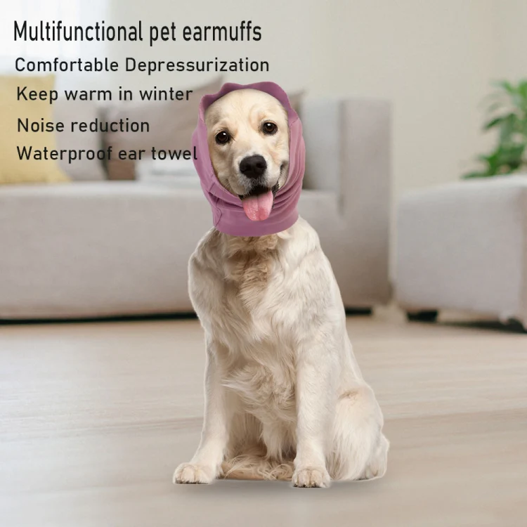 Pet Grooming Comfortable and Waterproof Earmuffs, Size: L(Purple) - Image 4