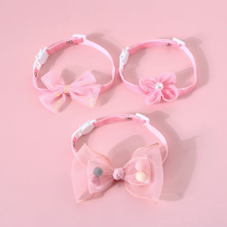 Pet Handmade Adjustable Cat Dog Bow Tie Collar, Size:S 17-32cm, Style:Ball Bowknot - Image 5
