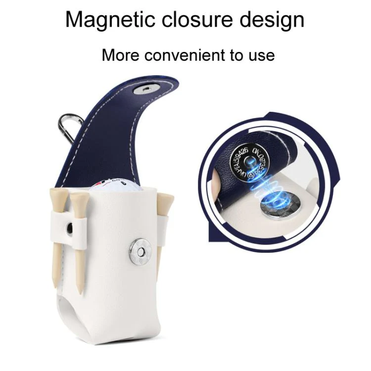 PGM QJ008 Unisex Portable Magnetic Closure Golf Ball Storage Belt Pouch(White Brown) - Image 4