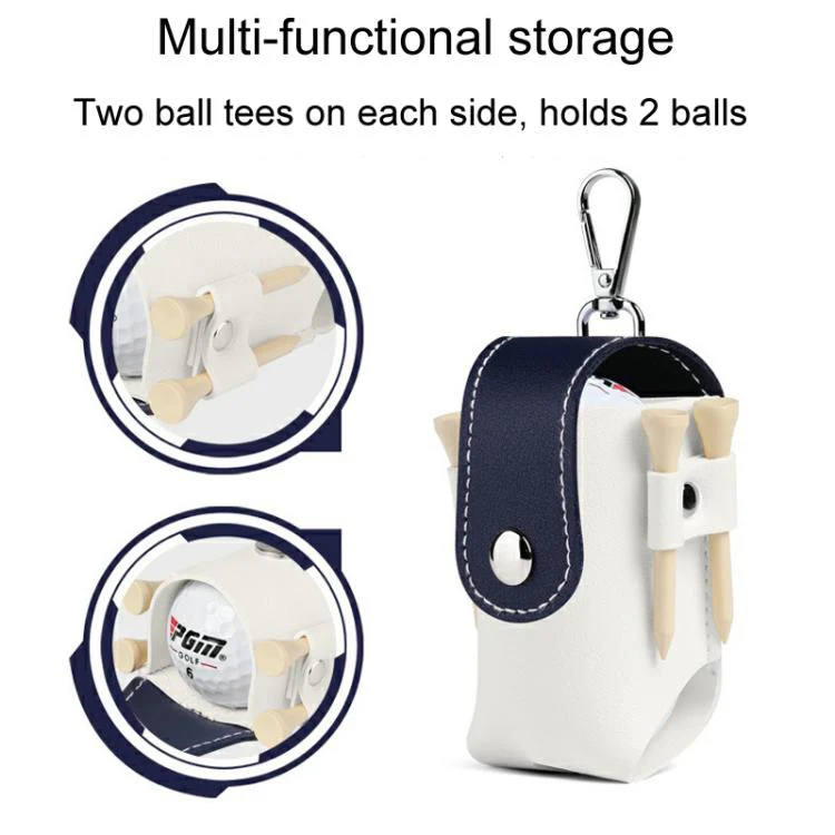 PGM QJ008 Unisex Portable Magnetic Closure Golf Ball Storage Belt Pouch(White Brown) - Image 5