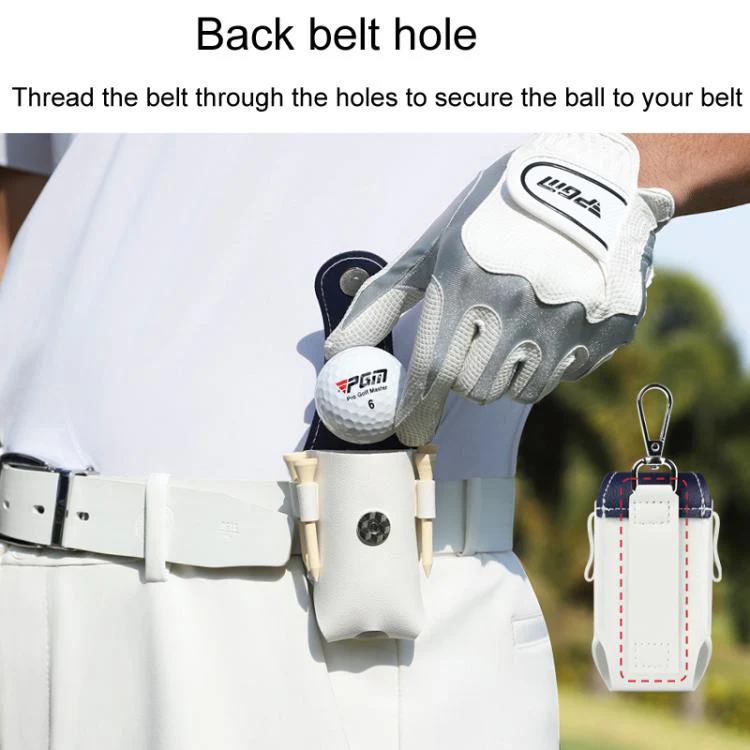 PGM QJ008 Unisex Portable Magnetic Closure Golf Ball Storage Belt Pouch(White Brown) - Image 6