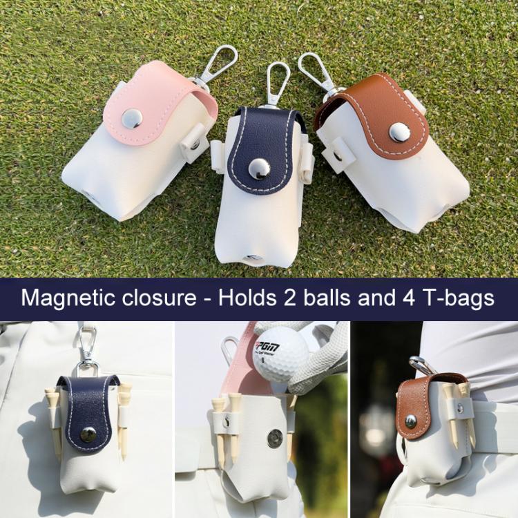 PGM QJ008 Unisex Portable Magnetic Closure Golf Ball Storage Belt Pouch(White Brown) - Image 8