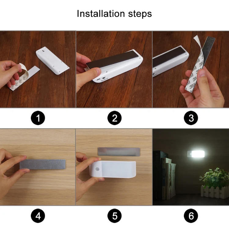 PIR Human Body Motion Sensor White Light LED Night Light, 1W 12 LEDs 240 LM USB Charging, Sensor Distance: 3m, DC 5V - Image 7