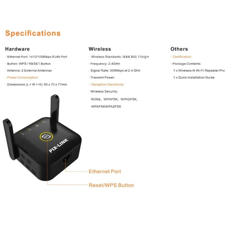 PIX-LINK WR22 300Mbps Wifi Wireless Signal Amplification Enhancement Extender, Plug Type:AU Plug(White) - Image 10