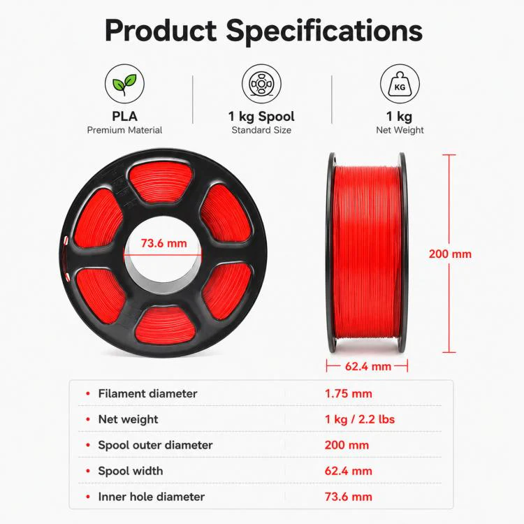 PLA 3D Printer Filament 1.75mm 1kg Spool Tangle-Free Eco-Friendly 3D Printing Material, Color: Grey - Image 6