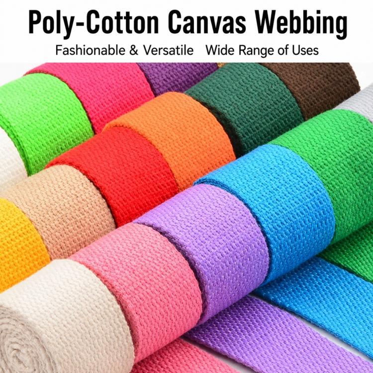 Polyester-Cotton Colorful Canvas Woven Band  50m, Width:3.8cm(Dark Grey) - Image 2