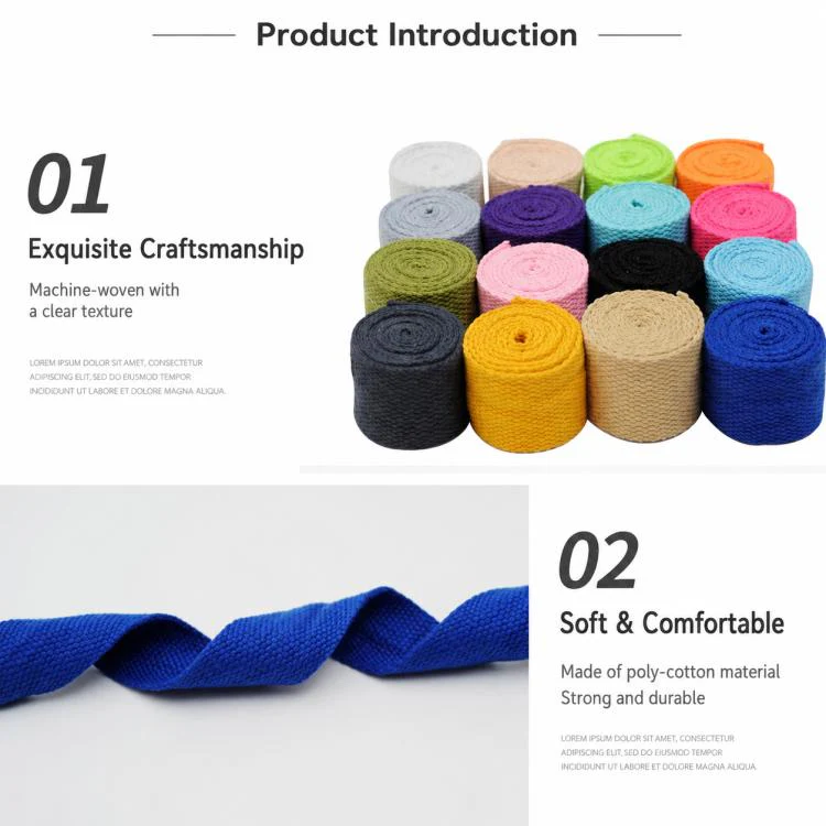 Polyester-Cotton Colorful Canvas Woven Band  50m, Width:3.8cm(Rose Red) - Image 5
