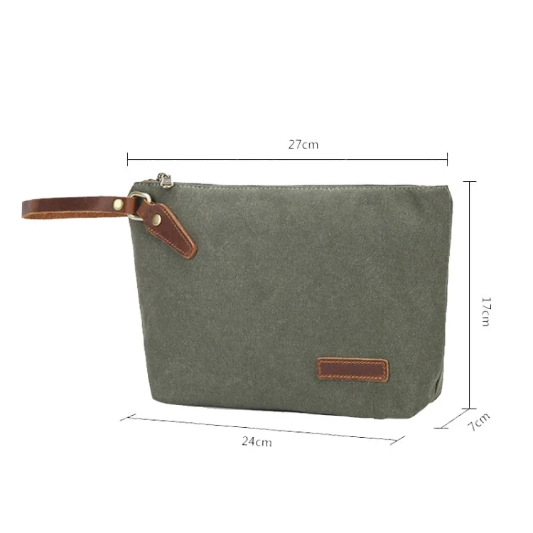 Portable Canvas Bag Large Capacity Washing Bag Cosmetics Storage Bag(Khaki) - Image 6