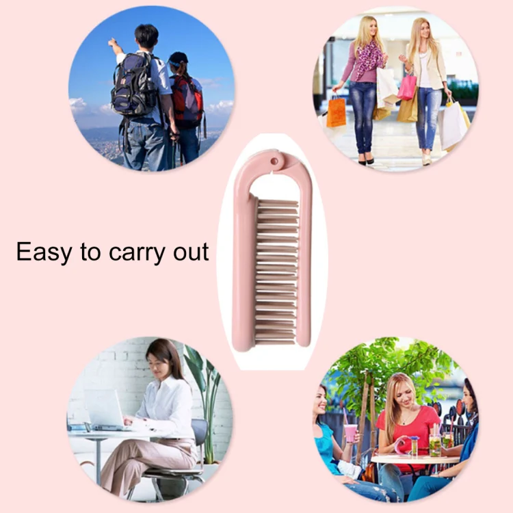 Portable Folding ABS Handle Makeup Hair Comb, Length: 18cm(Pink) - Image 4