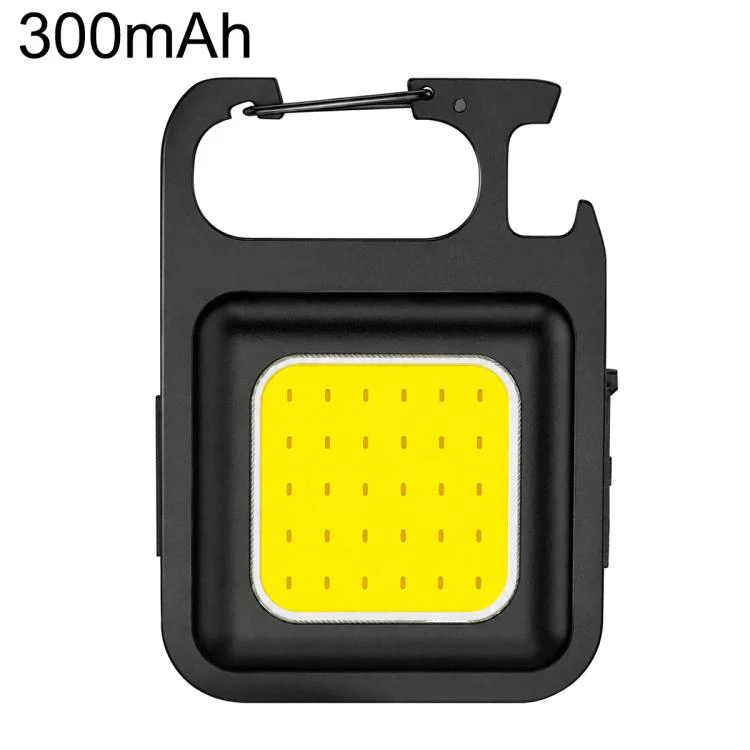 Portable Keychain Camping Light Mini COB LED Flashlight, Model:300mAh(黑色)