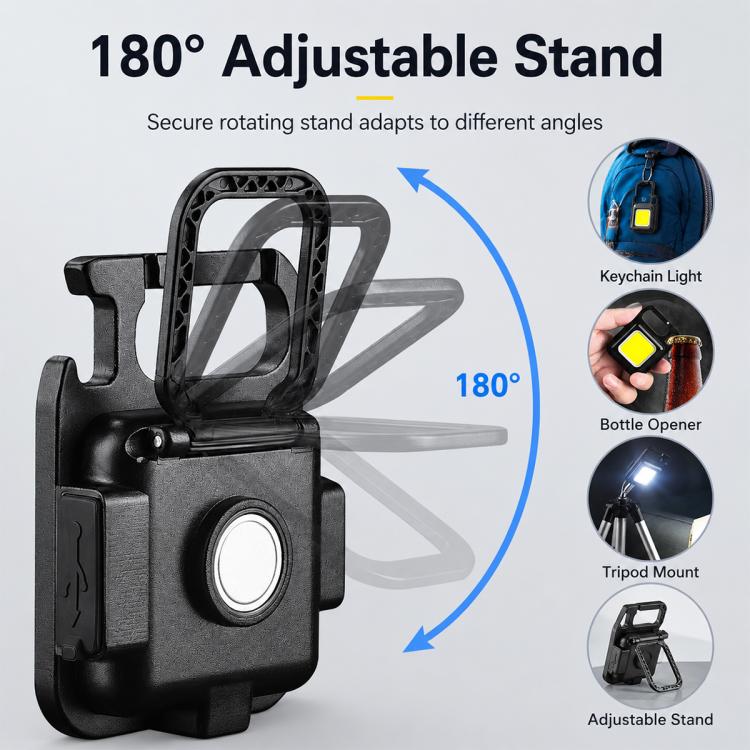 Portable Keychain Camping Light Mini COB LED Flashlight, Model:500mAh(黑色) - Image 14