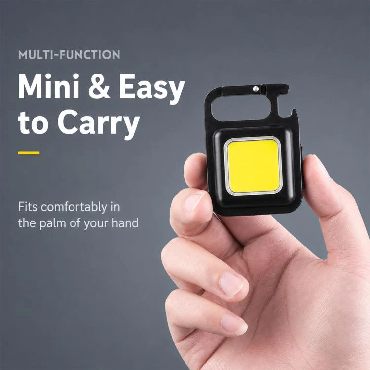 Portable Keychain Camping Light Mini COB LED Flashlight, Model:500mAh(黑色) - Image 4
