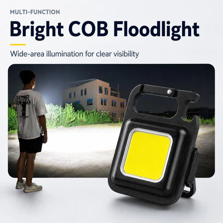 Portable Keychain Camping Light Mini COB LED Flashlight, Model:500mAh(黑色) - Image 5