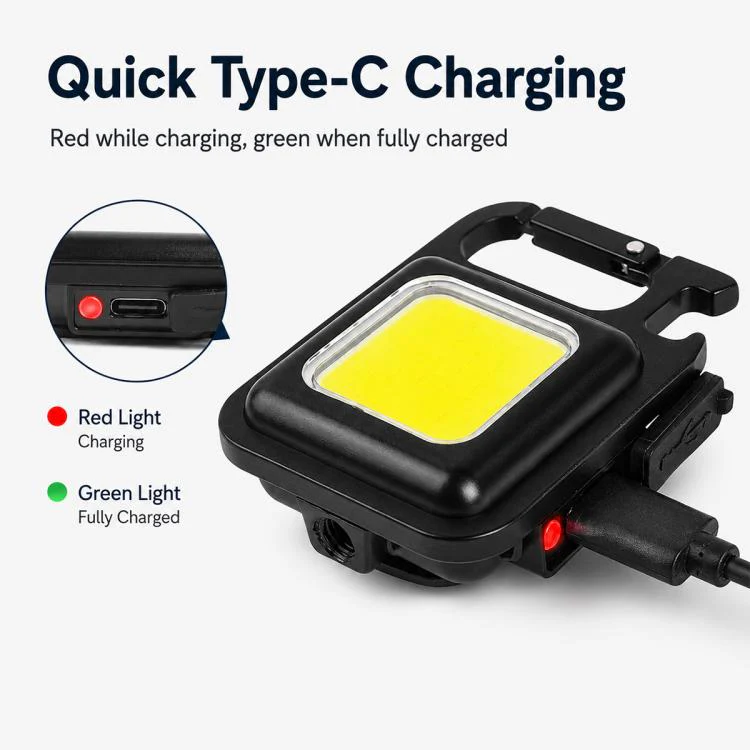 Portable Keychain Camping Light Mini COB LED Flashlight, Model:500mAh(黑色) - Image 9