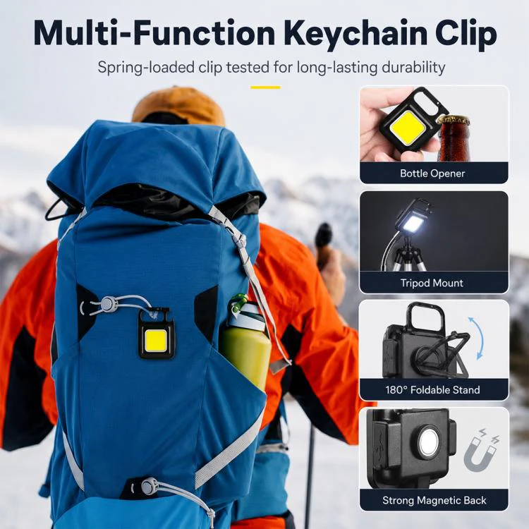 Portable Keychain Camping Light Mini COB LED Flashlight, Model:800mAh(黑色) - Image 11