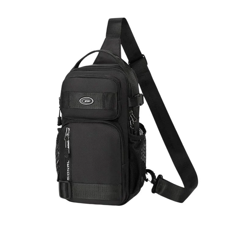 Portable Men Sports Chest Bag, Large Capacity Casual Shoulder Bag(Black)