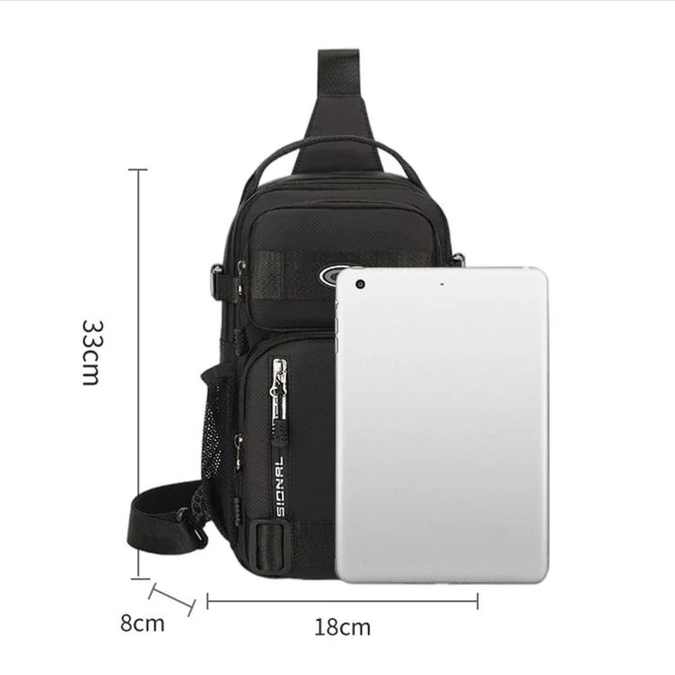 Portable Men Sports Chest Bag, Large Capacity Casual Shoulder Bag(Black) - Image 5