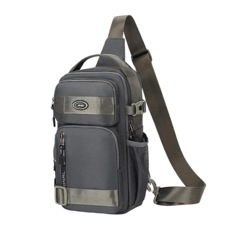 Portable Men Sports Chest Bag, Large Capacity Casual Shoulder Bag(Grey)