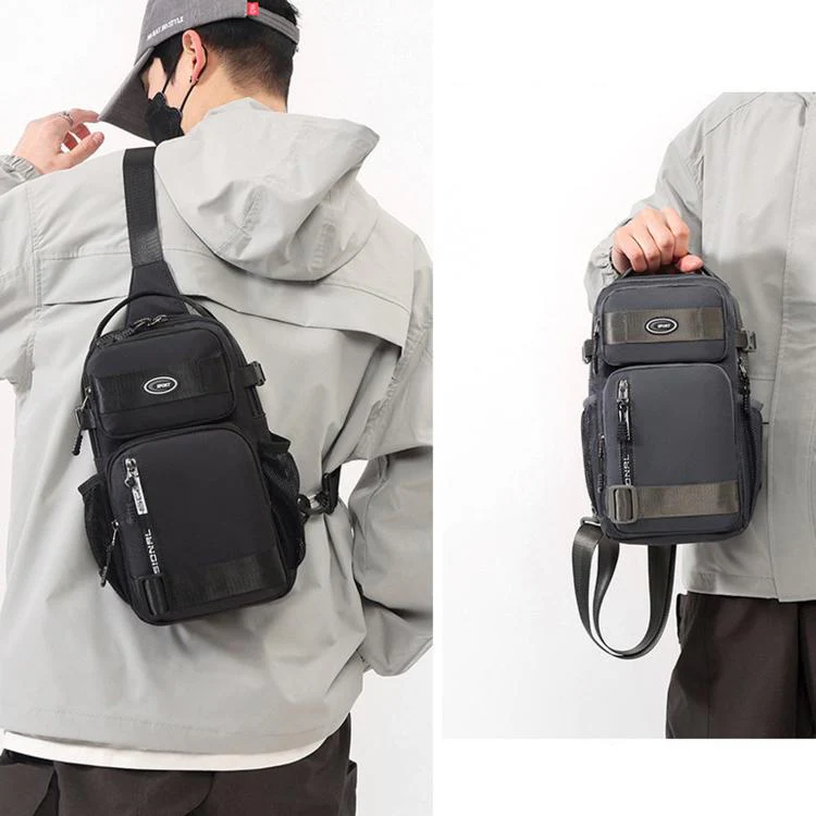Portable Men Sports Chest Bag, Large Capacity Casual Shoulder Bag(Grey) - Image 6