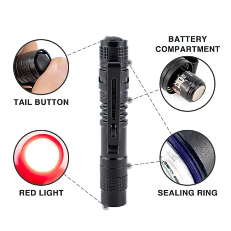 Portable Mini Flashlight Outdoor Waterproof Handheld LED Flashlight, Style: 1 Battery Red Light - Image 5